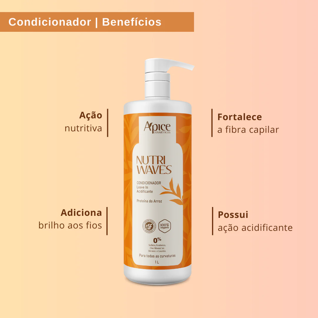 Condicionador Acidificante e Leave In Nutri Waves 1000ML - Image 5