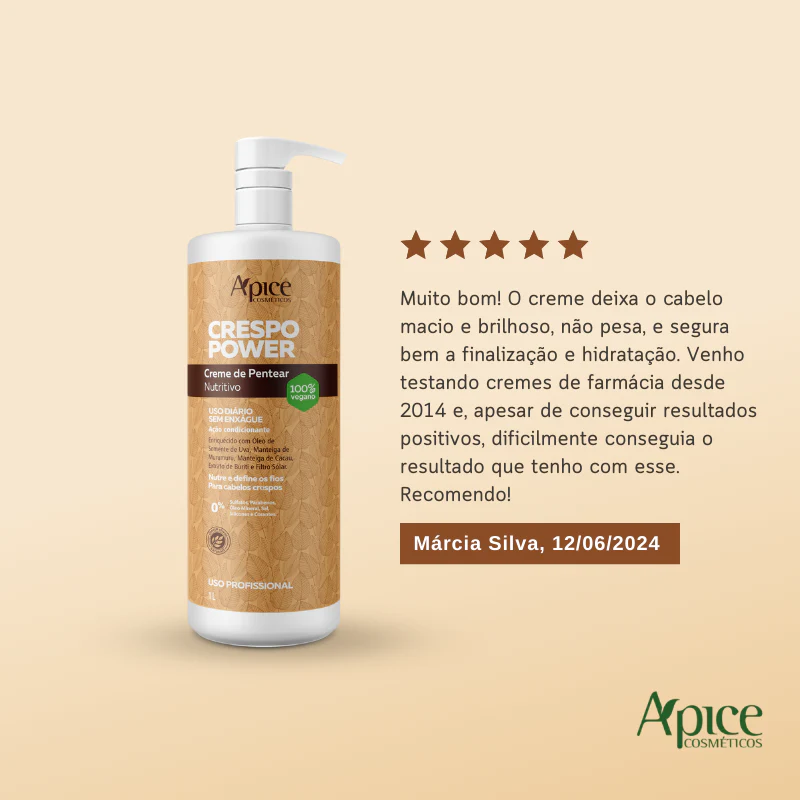 Creme de Pentear Nutritivo Crespo Power 1000ml - No Poo / Low Poo - Ação Condicionante - Image 5