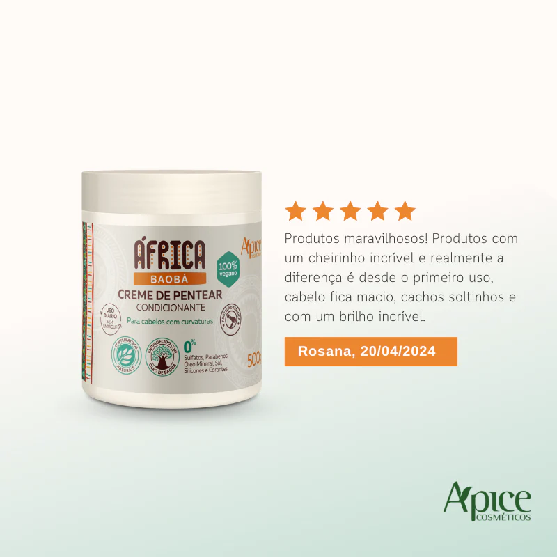 Creme de Pentear África Baobá 500g - No Poo / Low Poo - Ação Condicionante - Image 6