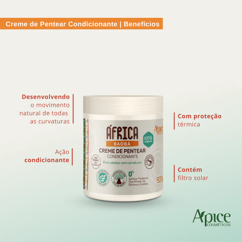Creme de Pentear África Baobá 500g - No Poo / Low Poo - Ação Condicionante - Image 5