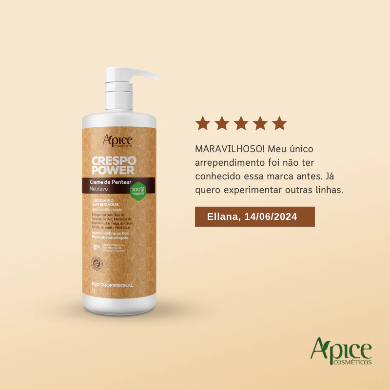 Creme de Pentear Nutritivo Crespo Power 1000ml - No Poo / Low Poo - Ação Condicionante - Image 4
