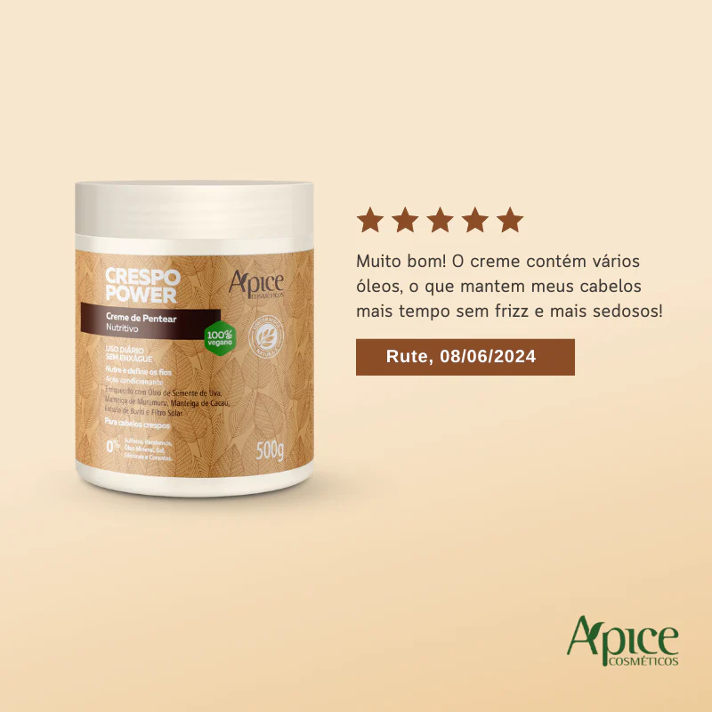 Creme de Pentear Nutritivo Crespo Power 500g - No Poo / Low Poo - Ação Condicionante - Image 3